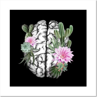 Brain human anatomy,succulents plants, mental Posters and Art